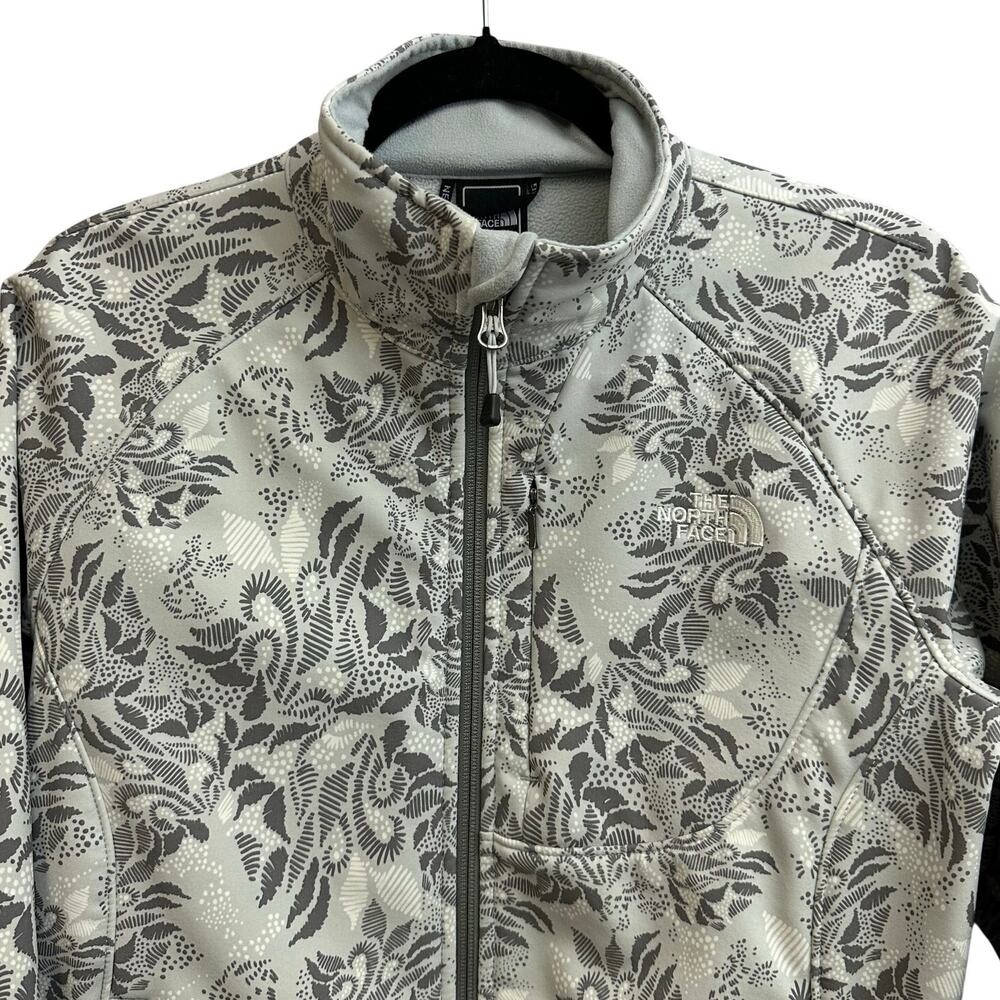 The North Face Bionic Soft Shell Full Zip Jacket Gray Floral Women's Medium